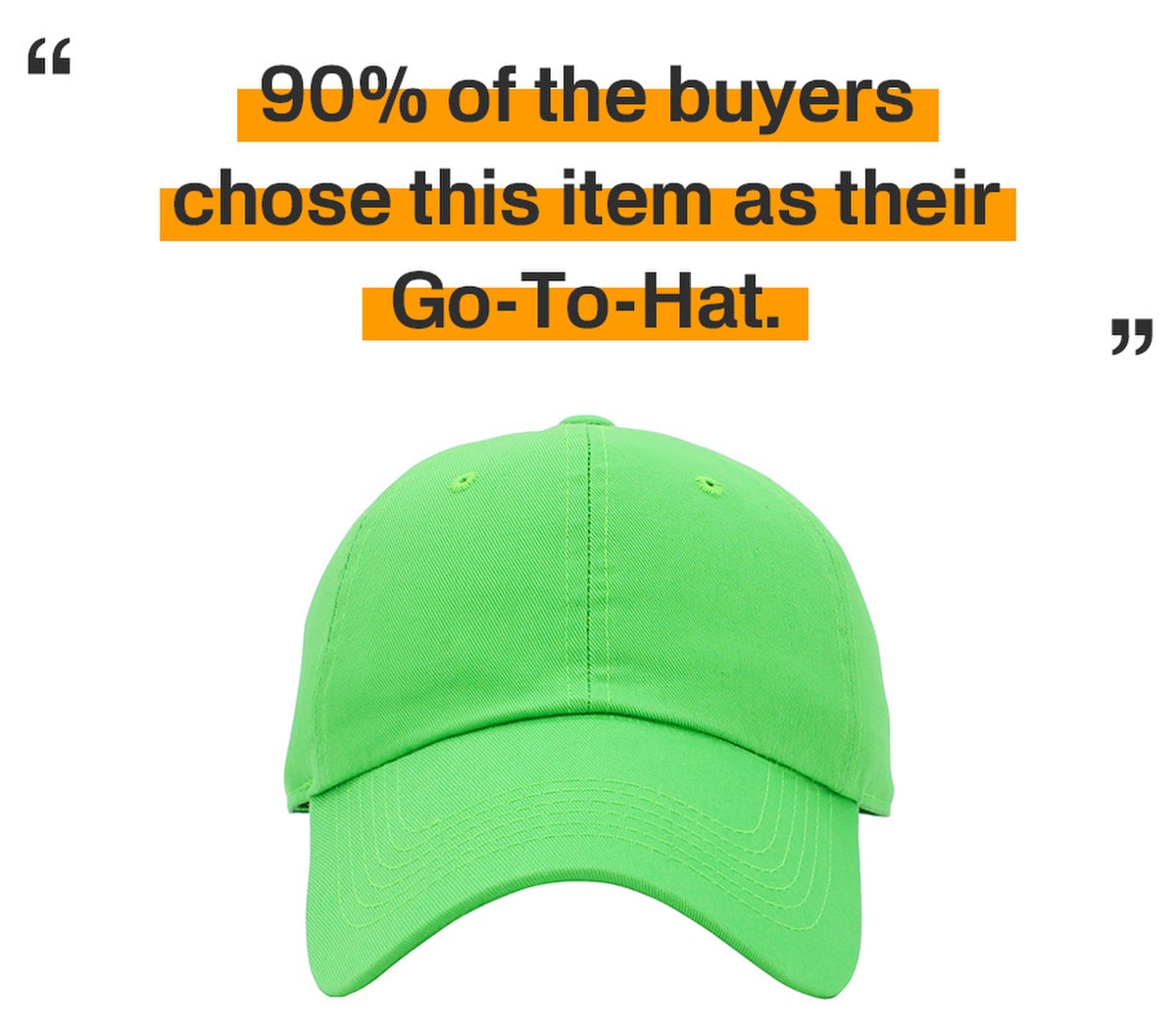 Neon Green Low Profile Baseball Caps Front View